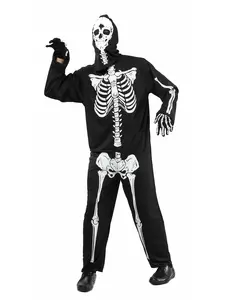 Kostium czarnego szkieletu na Halloween, Rozmiar: Medium/Large