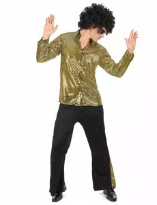 Męski złoty cekinowy kostium disco, Rozmiar: Medium