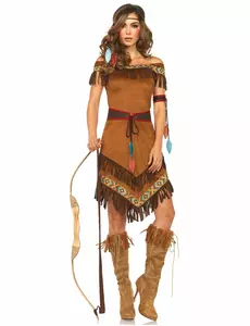 Strój Indianina ze sztucznego zamszu dla kobiet, Rozmiar: Small/Medium (38-40)