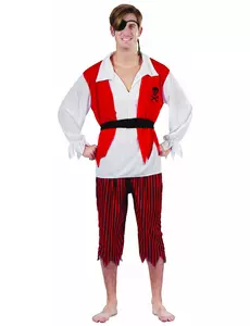 Czerwono-biały kostium pirata dla mężczyzn, Rozmiar: M