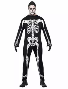 Męski kostium szkieleta z kapturem na Halloween, Rozmiar: Medium