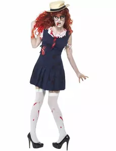 Retro kostium szkolnej zombie dla kobiet