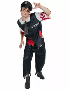 Kostium zakrwawionego policjanta zombie dla mężczyzn, Rozmiar: Large