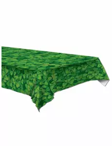 Obrus plastikowy zielony z koniczynkami 137 x 274 cm