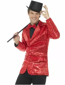 Luksusowa męska czerwona cekinowa kurtka disco, Rozmiar: Medium