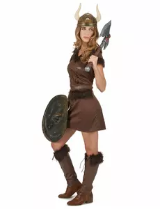 Brązowy kostium sexy wiking dla kobiet, Rozmiar: Small
