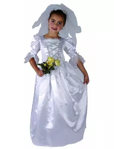 Kostium dziewczęca panna młoda z welonem, Rozmiar: 4-6 lat (110-120 cm)