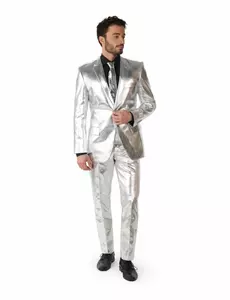 Męski srebrny garnitur Opposuits™ Mr. Shiny, Rozmiar: Small (EU 44-46)