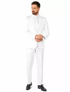 Suitmeister™ Męski Biały Garnitur Mr. Solid, Rozmiar: Small (EU 44-46)