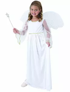 Kostium białego anioła dla dziewczynki, Rozmiar: 4-6 lat (110-120 cm)