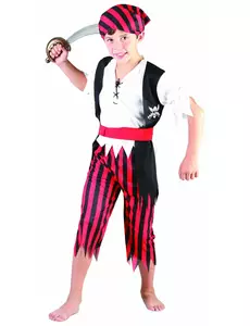 Kostium pirata w czarno-czerwone paski dla chłopca, Rozmiar: 4-6 lat (110-120 cm)