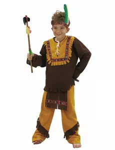 Brązowo-ochrowy kostium Indianina dla chłopców, Rozmiar: 4-6 lat (110-120 cm)