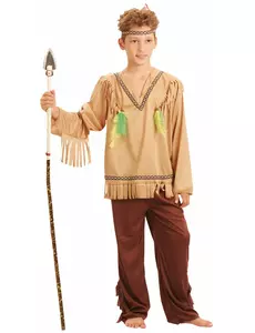 Kostium indyjski z frędzlami i dekoltem w serek dla chłopców, Rozmiar: 4-6 lat (110-120 cm)