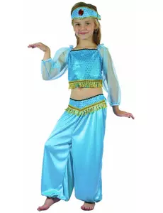 Niebieski kostium tancerki orientalnej dla dziewczynki, Rozmiar: 4-6 lat (110-120 cm)