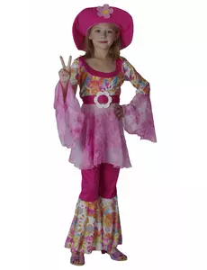 Różowy kostium hippie dla dziewczynek, Rozmiar: 4-6 lat(110-120 cm)