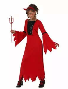 Cekinowy Diabeł Kostium Dziecięcy Halloween, Rozmiar: 7-9 lat (130-145 cm)
