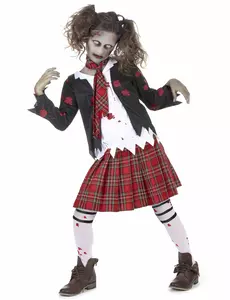 Kostium zombie uczennicy dla dziewczynek na Halloween, Rozmiar: 7-9 lat (M)