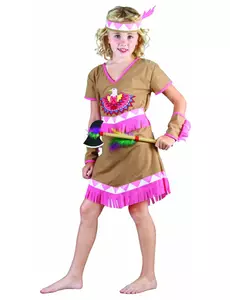 Różowy kostium indiański z frędzlami dla dziewczynki, Rozmiar: 4-6 lat (110-120 cm)