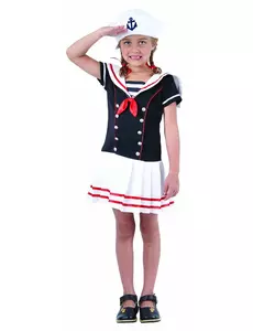 Czarno-biały kostium marynarza dla dziewczynki, Rozmiar: 4-6 lat (110-120 cm)