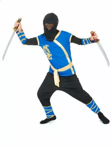 Niebiesko-złoty kostium ninja dla chłopca, Rozmiar: 5-6 lat