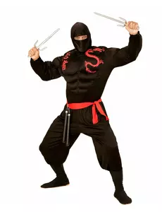 Czarny muskularny kostium ninja dla chłopców