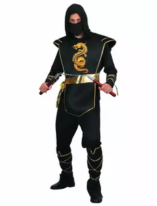 Kostium ninja czarno-złoty męski, Rozmiar: Large