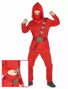Czerwony strój z gwiazdami ninja dla chłopców, Rozmiar: 4-6 lat (110-120 cm)
