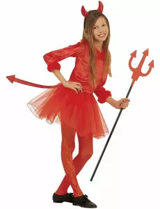 Kostium Małego Czerwonego Diabełka z tutu dla dziewczynek na Halloween, Rozmiar: 8-10 lat(140 cm)