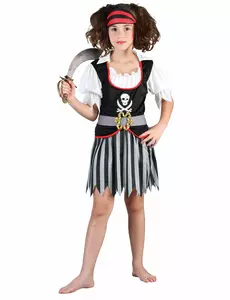 Kostium pirata czaszki dla dziewczynki, Rozmiar: 4-6 lat (110-120 cm)