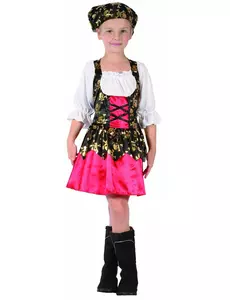 Kostium pirata ze złotymi motywami dla dziewczynki, Rozmiar: 4-6 lat (110-120 cm)