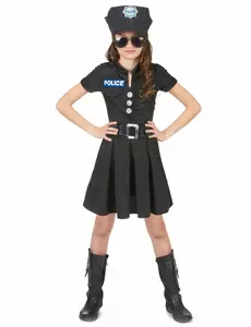 Kostium policjantki w czarnej sukience dla dziewczynki, Rozmiar: 4-6 lat (110-120 cm)