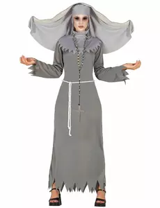 Szary kostium opętanej zakonnicy dla kobiet Halloween, Rozmiar: Medium (38-40)