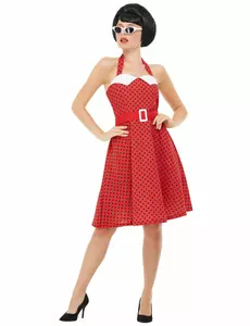 Czerwony kostium rockabilly lat 50 dla kobiet, Rozmiar: Small