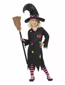 Kostium kot-czarownica na Halloween dla dziewczynek, Rozmiar: 3-4 lat(97/117 cm)