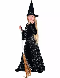 Kostium półksiężycowej wiedźmy na Halloween dla dziewczynki, Rozmiar: 4-6 lat (104-116 cm)