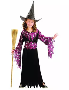 Kostium czarownicy na Halloween z kapeluszem, Rozmiar: 4-6 lat (110-120 cm)