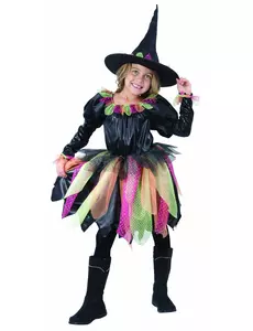 Kostium czarownicy na Halloween dla dzieci, Rozmiar: 4-6 lat (110-120 cm)