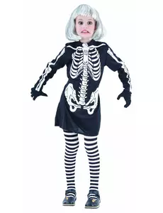 Kostium szkieletowej dziewczyny na Halloween, Rozmiar: 4-6 lat (110-120 cm)