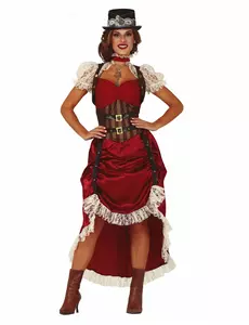 Seksowny czerwony kostium steampunk damski, Rozmiar: Medium (38-40)