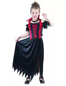 Kostium czerwony wampir dla dziewczynki Halloween, Rozmiar: 4-6 lat (110-120 cm)