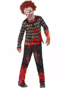 Dziecięcy kostium klauna zombie na Halloween, Rozmiar: 7-9 lat (130/143 cm)