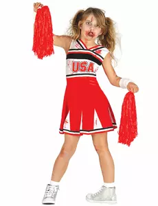 Kostium dla dziewczynki Halloween Zombie Cheerleaderka, Rozmiar: 9 lat (125-135 cm)