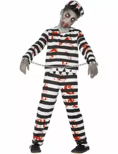 Halloweenowy kostium zombie więźnia chłopca, Rozmiar: 4-6 lat (115/128 cm)