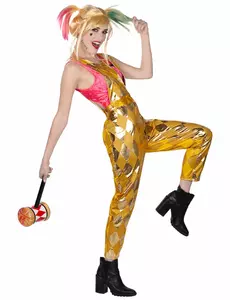 Damskie złote ogrodniczki Harley Quinn Birds of Prey™, Rozmiar: Large