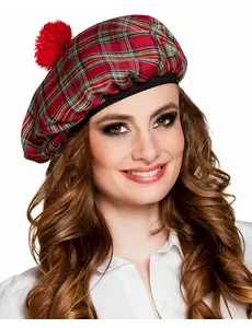 Czerwony szkocki beret dla dorosłych