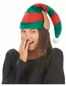 Czapka elfa w paski z uszami Świętego Mikołaja dla dorosłych