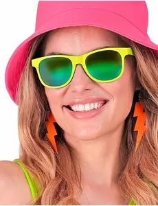 Kolczyki z fluorescencyjną pomarańczową błyskawicą