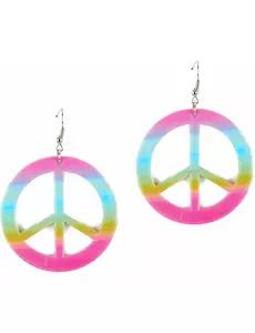Peace &amp; love wielokolorowe plastikowe kolczyki dla dorosłych