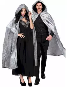 Szara aksamitna peleryna 170 cm Halloween adule