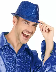Czapka borsalino z ciemnoniebieskimi cekinami dla dorosłych